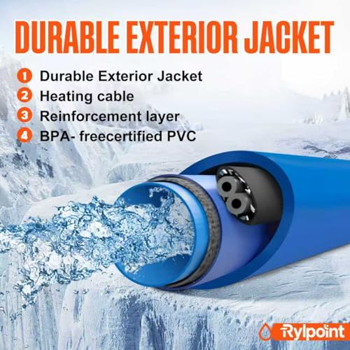 15FT Heated Water Hose for RV,Heated Drinking Water Hose,Lead and BPA Free,1/2"Inner Diameter,Temperatures Down to -47°F,Rv Accessories for Campers, Livestock, Agriculture - size: 15FT