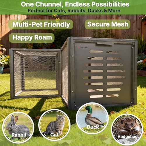 A Anleolife Chicken Tunnel, 23.6 inch Wide Heavy Duty Metal Chicken Coop, Predator Proof Modular Extension Chicken Run for Outside Poultry Coop as Hens, Rabbits, Ducks and Small Pets