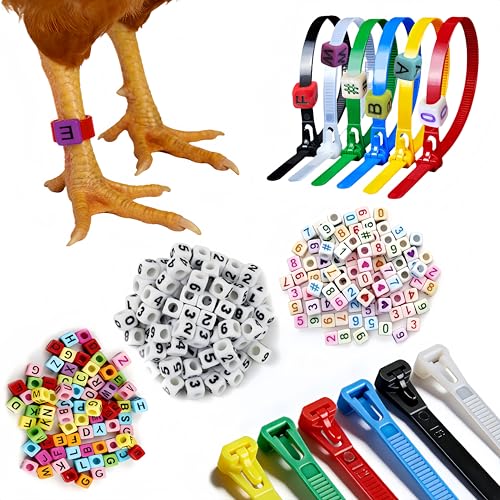 120 Pcs Adjustable Chicken Leg Bands, Colorful Poultry Identification Leg Bands with Number & Letter Charms for Chicken Duck Turkey Goose Farm Supply