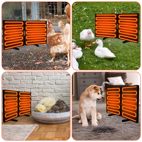 Chicken Coop Heater 240 Watts, Large Size Foldable Energy Efficient Heater for Chicken Coop, Two Mounting Model Radiant Heat Coop Heater for Chicken Kitten Puppy Pets Animals in Winter Black