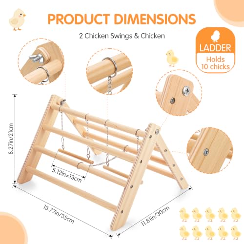 Novabright Wooden Chick Perch with 2 Swings Chicken Roosting Bar Coop Brooder Perch Stand Pine Wood Chick Training Toy for Baby Chicks Parakeets Parrots Bird Cage Jungle Gym