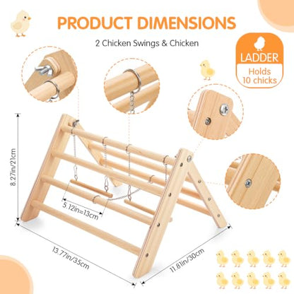 Novabright Wooden Chick Perch with 2 Swings Chicken Roosting Bar Coop Brooder Perch Stand Pine Wood Chick Training Toy for Baby Chicks Parakeets Parrots Bird Cage Jungle Gym