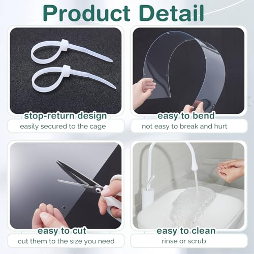 Juexica 2 Pcs 82.7 x 6 Inch Guinea Pig Cage Liner Clear Cuttable Critter Liner with Pre Drilled Holes Urine Guard Extra Long Liner with 100 Zip Ties for Rabbit Hamster Ferret Chinchilla