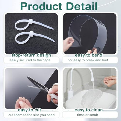 Juexica 2 Pcs 82.7 x 6 Inch Guinea Pig Cage Liner Clear Cuttable Critter Liner with Pre Drilled Holes Urine Guard Extra Long Liner with 100 Zip Ties for Rabbit Hamster Ferret Chinchilla