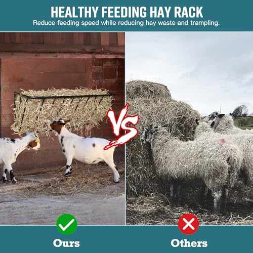 Hay Feeder for Horses,35.5'' Long Hay Rack with 20 Gallon Large Capacity,Heavy Duty Steel Wall Mounted Hay Feeder Rack for Horses,Goats,Sheep in Stable and Farm