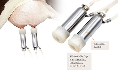 Milking Machine for Cows 3L Pulsation Vacuum Electric Suction Pump Milking Machine Portable Milking Equipment with 2 Teat Cups - style: Cow