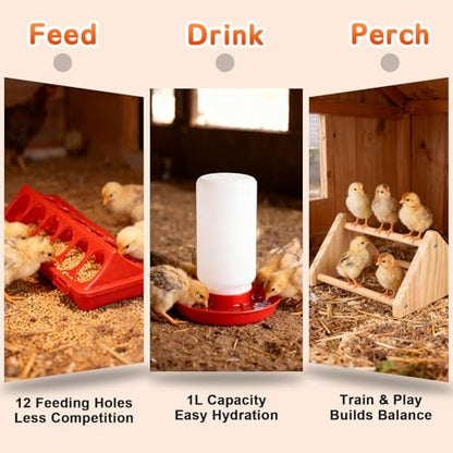 Brooder Box for Chicks Starter Kit,Dual Doors Chicken Brooder Playpen with Chick Heating Plate,Nesting Pad,Feeder & Waterer,Portable Chick Enclosure for Baby Chicks,Ducks & Quail,Holds Up to 15 Chicks