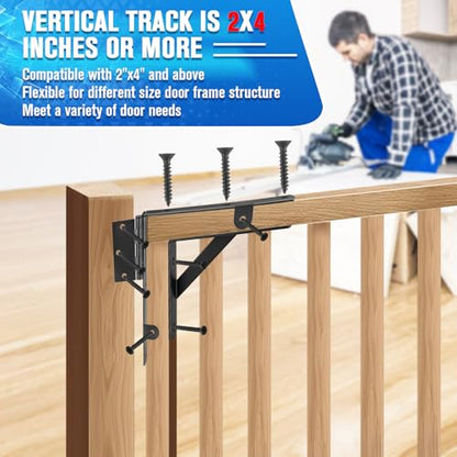 Anti Sag Gate Kit - Gate Hardware Kit - Fence Gate Kit Heavy Duty Gate Frame Kit, Adjustable Gate Corner Brace Bracket with Self-Locking Gate Latch for Wooden Fences, Shed Doors