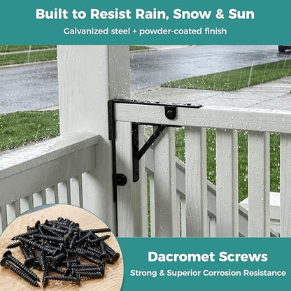 Anti Sag Wooden Gate Hardware Kit, Corner Bracket Frame Brace for Wood Gate with Self-Lock Latch, Heavy Duty for Outdoor Deck Fence Porch Shed Driveway Yard Garden Outside Pool Farm, 2-Pack