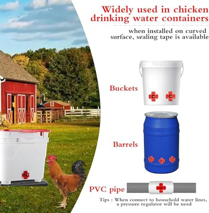 20 Pcs Horizontal Chicken Waterer Nipples with Drill Bits, Leakproof Poultry Watering System for Chicken Coop, Durable ABS Plastic & Stainless Steel, Water Saving Design for Outdoor Use