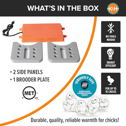 K&H Pet Products Chicken Brooder Heater for Chicks Ducklings, Adjustable Heating Plate for Brooder Boxes, Warms up to 15 Chicks, Chicken Coop Poultry Heating with Safety Light, Small 25 Watts - size: Small 13.5 X 8 X 8 Inches