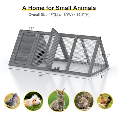 GOJOOASIS Chicken Coop for 2 Chickens Small Rabbit Hutch Quail Coop Wooden Bunny Cages Outdoor Chicken House w/Ventilating Wire (Grey) - color: Grey