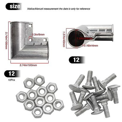 MDEOOSKY 4pcs Chain Link Fence Gate Corners Chain Link Gate Hardware Chain Link Fence Parts with 12pcs Bolts, Replacement for 1 3/8" X 1 3/8" Outdoor Diameter Pipe