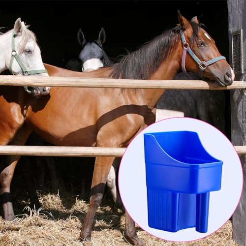 Baderke 6 Pcs Plastic Feed Scoop Enclosed Feed Scoop with Measure Marks Heavy Duty Durable Stackable for Horse Goat Ranchers Livestock Homesteaders Feeding Supplies (Blue) - color: Blue
