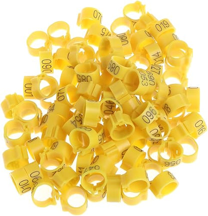 100pcs Chicken Bird Leg Rings Birds Identification Leg Bands Poultry Leg Rings 10mm for Pigeons Quail, Yellow - size: Yellow