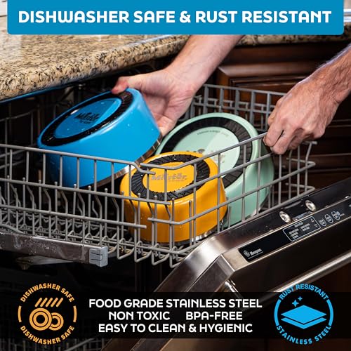 Master Pet Supply Stainless Steel Dog Bowls - 25 oz, Heavy Duty - Navy Blue, Double Wall Extra-Thick Insulated, Non-Slip Pet Water Bowl for Dogs, Cats & Pets, Anti Rust Metal, Dish Washer Safe - color: Navy Blue, size: 3 Cups (25 oz)