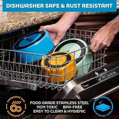 Master Pet Supply Stainless Steel Dog Bowls - 25 oz, Heavy Duty - Glacier Blue, Double Wall Extra-Thick Insulated, Non-Slip Pet Water Bowl for Dogs, Cats & Pets, Anti Rust Metal, Dish Washer Safe - color: Glacier Blue, size: 3 Cups (25 oz)