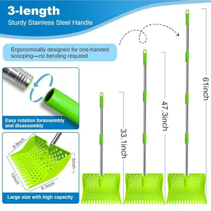 2-in-1 Pets Poop Scooper & Rake, Dog Pooer Scooper Set (Green) - color: Green