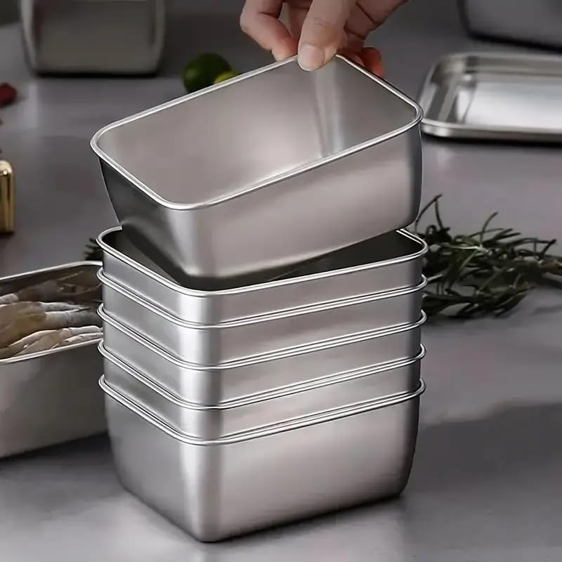 6pcs Stainless Steel Stacking Food Containers with Lids, Reusable Snack & Prep Containers for Office, sp-00018 - color: silver-01