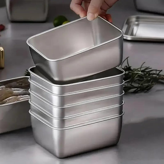 6pcs Stainless Steel Stacking Food Containers with Lids, Reusable Snack & Prep Containers for Office, sp-00018 - color: silver-01