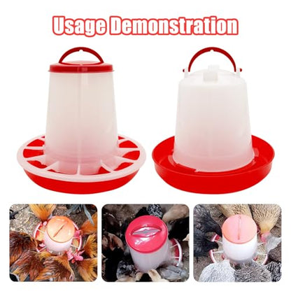 Chicken Feeder and Waterer Set, Chick Poultry Feeding Equipment Kit Automatic Feeding and Watering for Baby Turkey Guinea Fowl Quail Pigeons Ducks(2.2lb+1L)