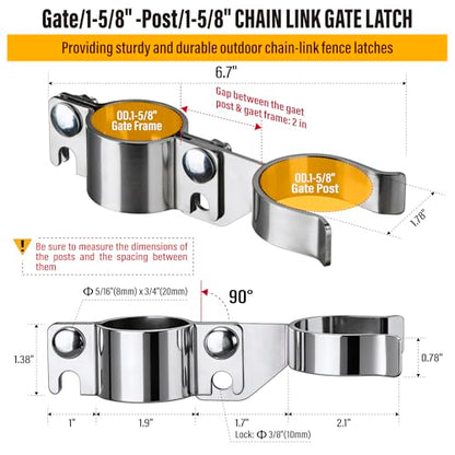 1-5/8" x 1-5/8" Chain Link Gate Latch Heavy Duty Stainless Steel Fence Gate Fork Latch Hardware with Padlock Hole 1pcs - color: 1-5/8"x1-5/8"