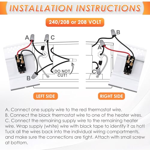 Feekoon Built in Thermostat Compatible with Cadet, Electric Baseboard Heater Thermostat, 22 Amp, 240/208/120 Volt(1 Pack,Single Pole) - style: Single Pole
