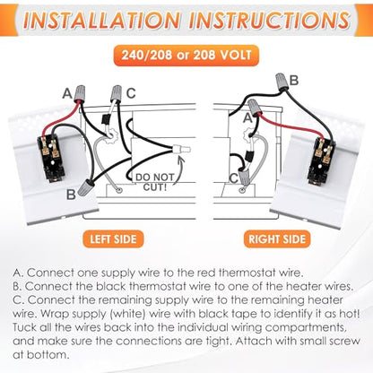 Feekoon Built in Thermostat Compatible with Cadet, Electric Baseboard Heater Thermostat, 22 Amp, 240/208/120 Volt(1 Pack,Single Pole) - style: Single Pole