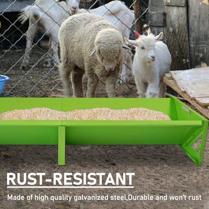 Goat Feeder, 22 Gal Metal Horse Trough Livestock Feeding Trough 55 inch Heavy-Duty Large Capacity Cattle Trough Galvanized Steel Livestock Feeder for Farms Alpacas Goats, Calves, Sheep, Deer