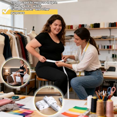 Upgraded 2-Pack Soft Tape Measure, 120-Inch & 300cm Extra Long & Wide, Dual-Scale Flexible Body Measuring Tape for Sewing, Weight Loss, Tailor - Easy-Read Large Numbers, Non-Stretch Vinyl Ruler