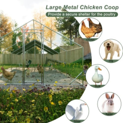 Sturdy Walk-in Chicken Run with Galvanized Steel Frame and PVC-Coated Hexagonal Wire Mesh for Outdoor Poultry Enclosure (3x8m) - color: 3x8m