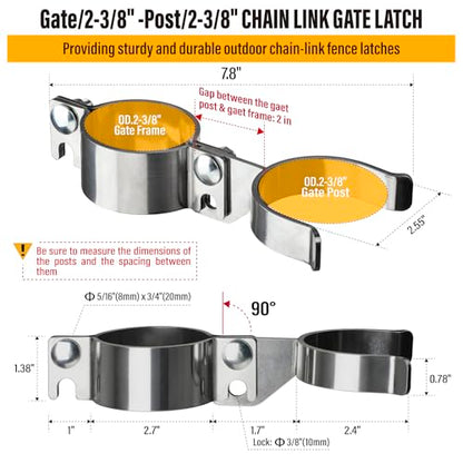 2-3/8" x 2-3/8" Chain Link Gate Latch Heavy Duty Stainless Steel Fence Gate Fork Latch Hardware with Padlock Hole 1pcs - color: 2-3/8"x2-3/8"