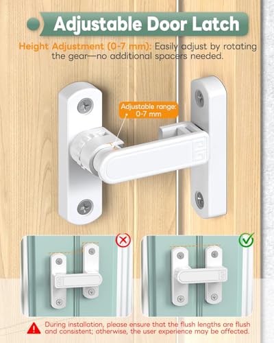 Adjustable Barn Door Locks, 90/180 Degree Sliding Door Latch, Protect Home Security Gate Latch for Bedroom, Barn, Cabinet, Garden, Fence (White-2 Pcs) - color: White-2 Pcs
