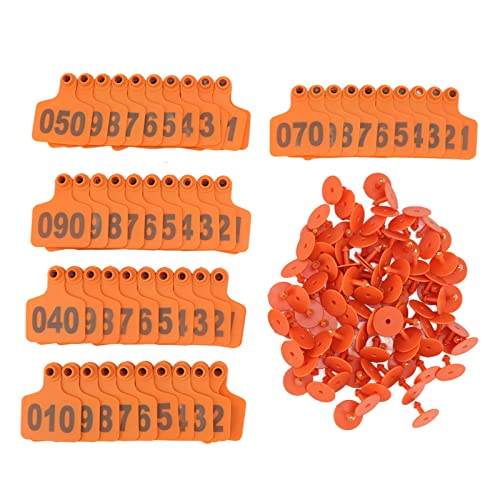 100Pcs Cattle Ear Tags 001-100 Numbered Ear Tags Livestock TPU Identification Tag Marker Farm Ear Tag Kit Numbered Cattle Ear Tags for Goat Sheep Pigs Cows Livestock