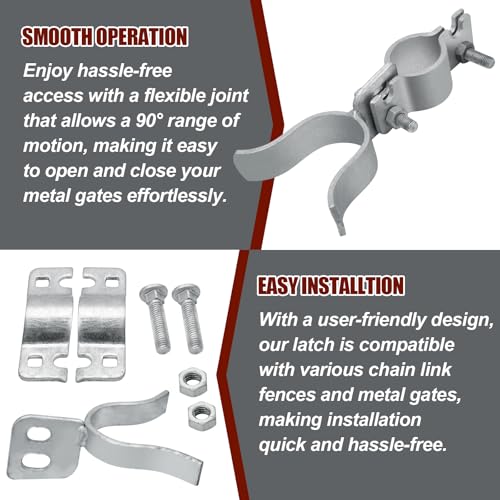 1-3/8" x 1-3/8" Chain Link Gate Latch,Galvanized Fence Gate Latch Fork Latch,Durable Chain Link Fence Lock for Farm Use Property Ownersz(Silver) - size: 1-3/8" x 1-3/8"