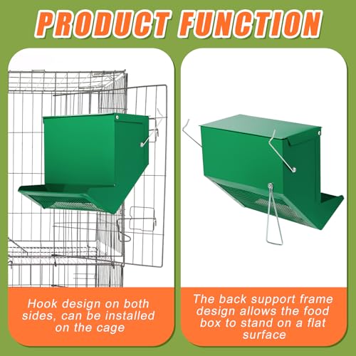Maxcheck 2 Pcs Rabbit Feeder for Cages Small Animal Food Pellet Dispenser with Lid Metal Chicken Grit Oyster Shell Squirrel Feeders Outside(7.7 Inches,Mesh Bottom,Green) - color: Green, size: 7.7 Inches