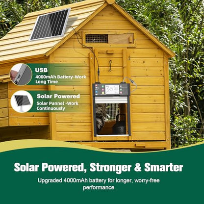 Automatic Chicken Coop Door, TUYA App Status View Solar Door WiFi Enable