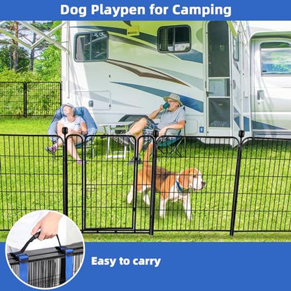 ADAVIN Tall Garden Fence 40 in(H)×31 Ft(L) 14 Panels, Heavy Duty Iron Metal Fence with Gate Low Threshold, Dogs Rabbit Fences Outdoor Camping, Flower Bed Fencing Border, Temporary Black Yard Fences - size: 14panels-40in(H)×31ft(L)