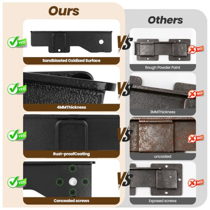Kryonix 7.5" Flip Gate Latch Lock with 3 Padlock Hole, Heavy Duty Carbon Steel Door Latch for Outdoor Wooden Fence, 180° Adjustable Double Gate Latch for Sliding Swing Open Gate,Barn Door - size: 1PCS-Upgraded