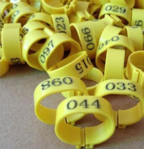 F-P 18mm Laser Plastic Numbered 001-100 Chicken Leg Bands Duck Chicken Goose Rings (Random) (Yellow) - color: yellow