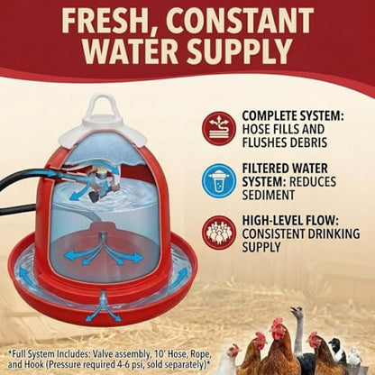 FarmTek Bell-Matic Automatic Poultry Waterer – Gravity Feed Drinker | Automatic Gravity Flow System, Heavy-Duty Construction, Consistent Water Supply, Ideal for Poultry & Game Birds