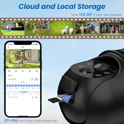 Cinnado 2K Cameras for Home Security-2.4G WiFi Outdoor Camera Wireless Solar/Battery Powered, 360° Viewing, Human Detection, Color Night Vision, Cloud/SD Storage B6 (B6-Black-1pack-2.4G) - style: B6-Black-1pack-2.4G