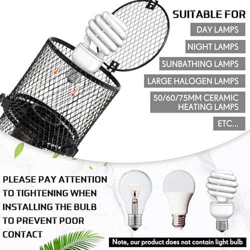 VIHOSE 1 Pcs Reptile Heat Lamp Holder Retractable Anti Scald Lampshade Ceramic Heat Emitter Heating Lamp Shade with Switch for Pet Amphibian Snakes Lizards Turtle Frogs Chicks, Without Bulb (Black) - color: Black