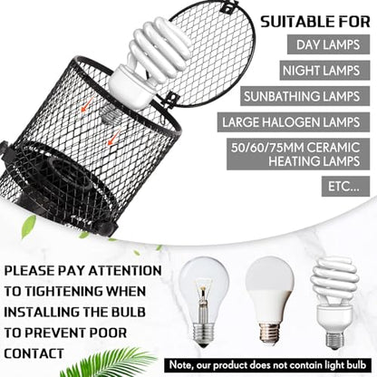 VIHOSE 1 Pcs Reptile Heat Lamp Holder Retractable Anti Scald Lampshade Ceramic Heat Emitter Heating Lamp Shade with Switch for Pet Amphibian Snakes Lizards Turtle Frogs Chicks, Without Bulb (Black) - color: Black