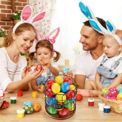 7'' Farmhouse Eggs Basket for Gathering Fresh Eggs, Countertop Egg Holder with Handle, Metal Wire Egg Baskets with Wooden Base for Coop Eggs Storage & Counter Decor(Style 1-Straight) - style: Style 1( Straight )