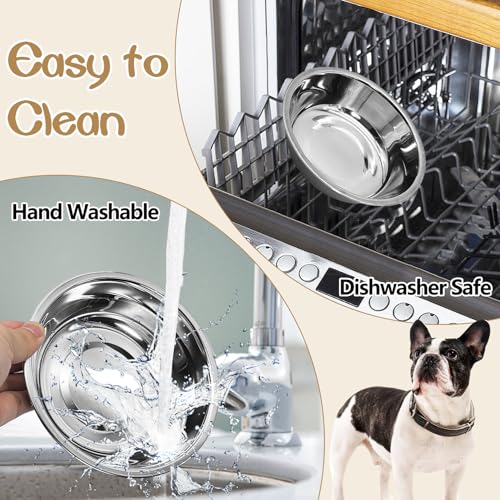 kathson 6 PCS Small Stainless Steel Dog Bowls, Replacement Metal Puppy Food Water Bowl Set Suit for Indoor Outdoor, Pet Feeding Dish for Small Animals Kitten, Dishwasher Safe (5.5 in) - size: 5.5 in dia.
