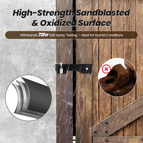 Kryonix 7.5" Flip Gate Latch Lock with 3 Padlock Hole, Heavy Duty Carbon Steel Door Latch for Outdoor Wooden Fence, 180° Adjustable Double Gate Latch for Sliding Swing Open Gate,Barn Door - size: 3PCS-Upgraded