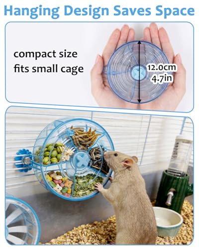 Rotating Rat Foraging Toy Interactive Slow Feeder with 5 Compartments & 2 Openings, Hanging Rat Enrichment Toy for Pet Rats Cage for Mental & Digestive Health, Sturdy Safe Cage Accessory