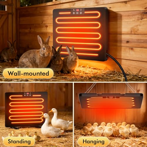 Smart Chicken Coop Heater, 200W Chicken Heater with Adjustable Temperature & Timer Controller, Radiant Heat Flat Panel Chicken Warmer Chicken Coop Heaters Inside for Winter Chicks Poultry Pet