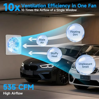 Voltset 8-Inch Kitchen Exhaust Fan, 535 CFM Exhaust Fan for Garage,Wall Mounted Attic Vent Fan, Metal Extractor Ventilation Fan with Backdraft Damper and Switch for Home Basement Industrial Use,Silver - size: 8 Inch with Switch